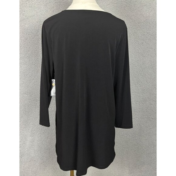 JM Collection Women's V-Neck Knit Blouse 3/4 Sleeve Black Medium NWT's. - Picture 5 of 8